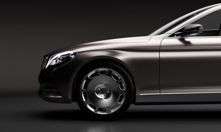 Limo car, a premium luxury vehicle on black. Vip transport, rent a limousine concept. 3D illustration